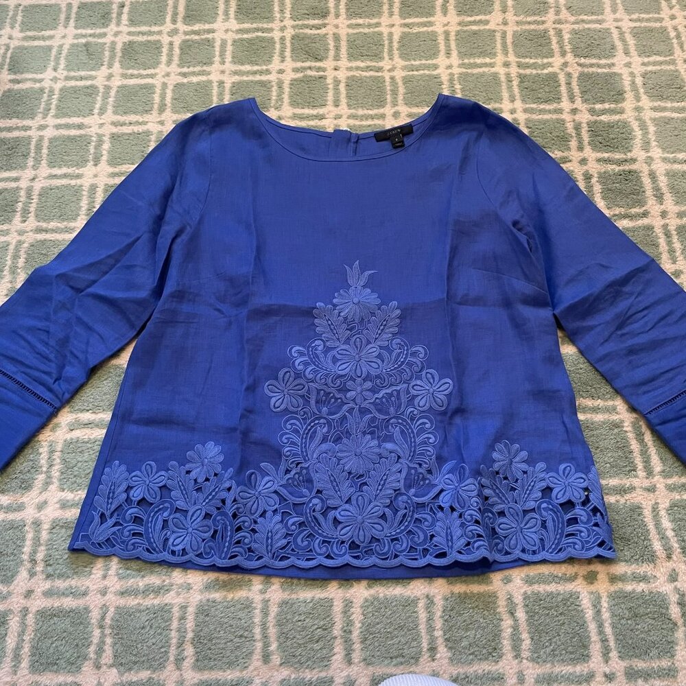 J.Crew Linen embroidered top 6